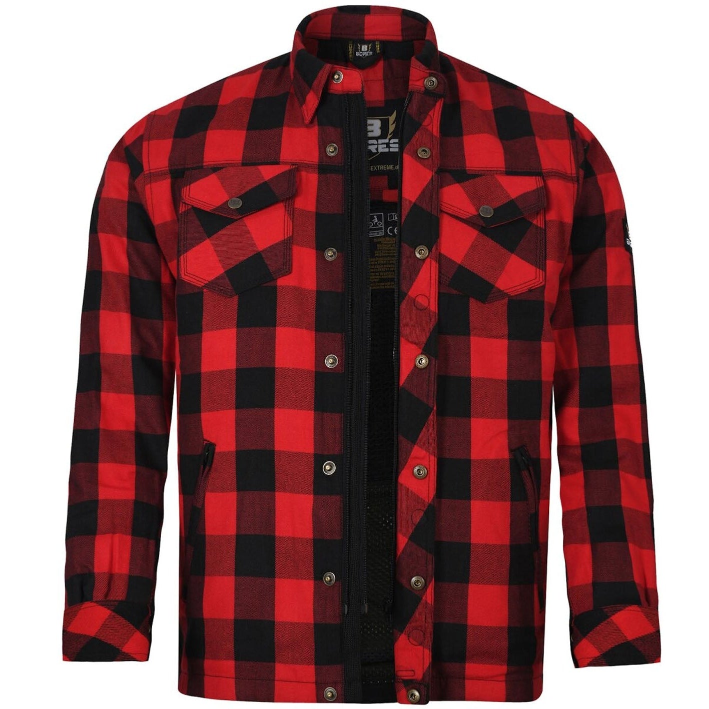 Red and black plaid shirt on a white background