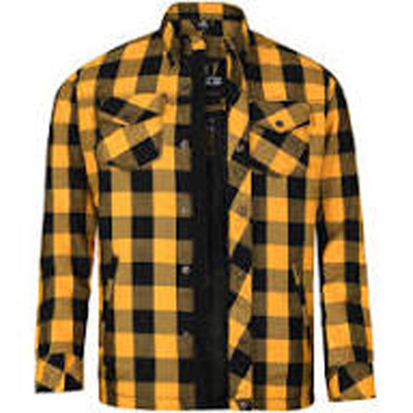 Yellow and black checkered jacket on a white background