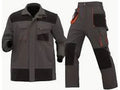 Work jacket and pants set with black and gray color scheme on a white background