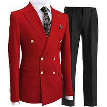 Marron suit and black pant in a white background
