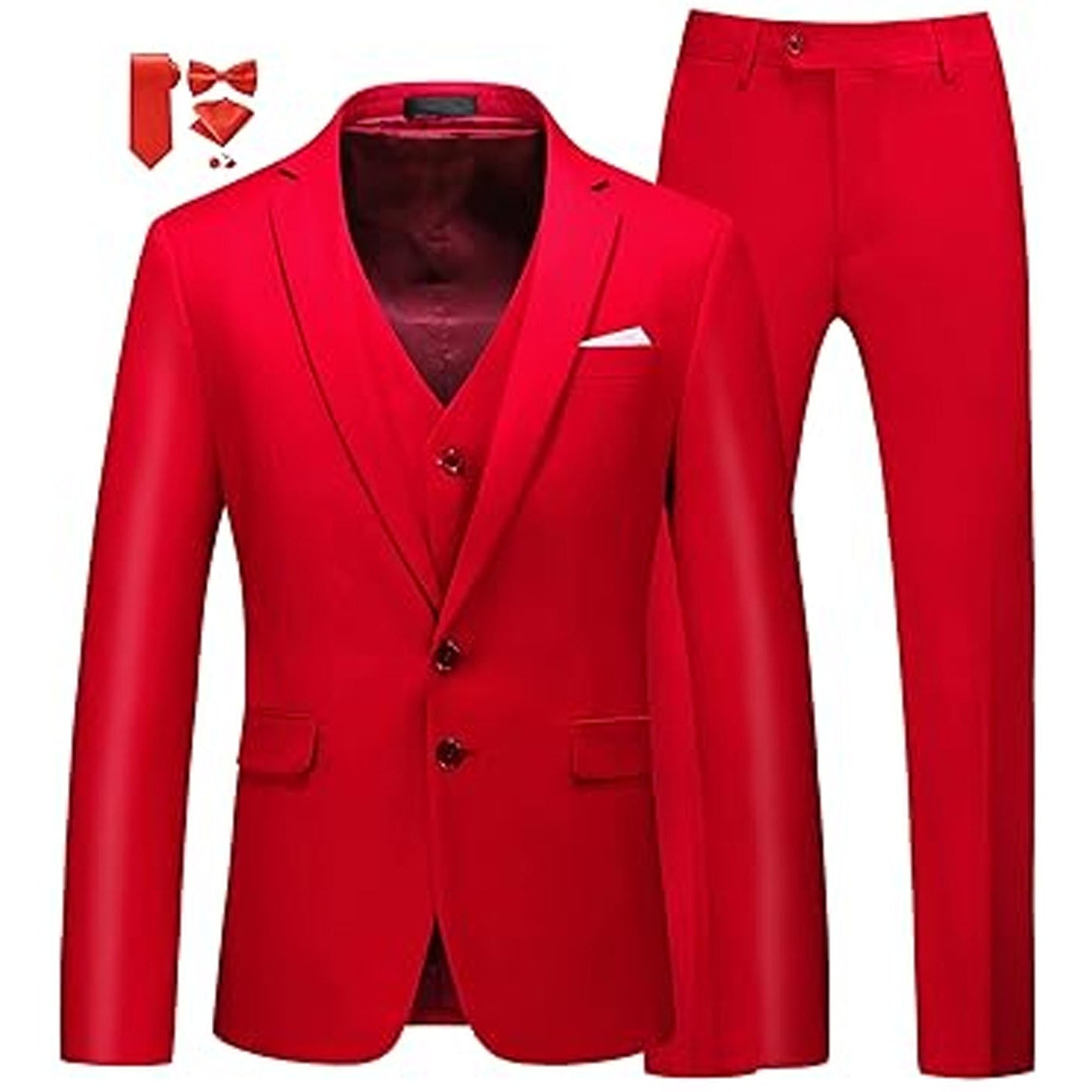 Maroon suit and pant with accessories on a white background