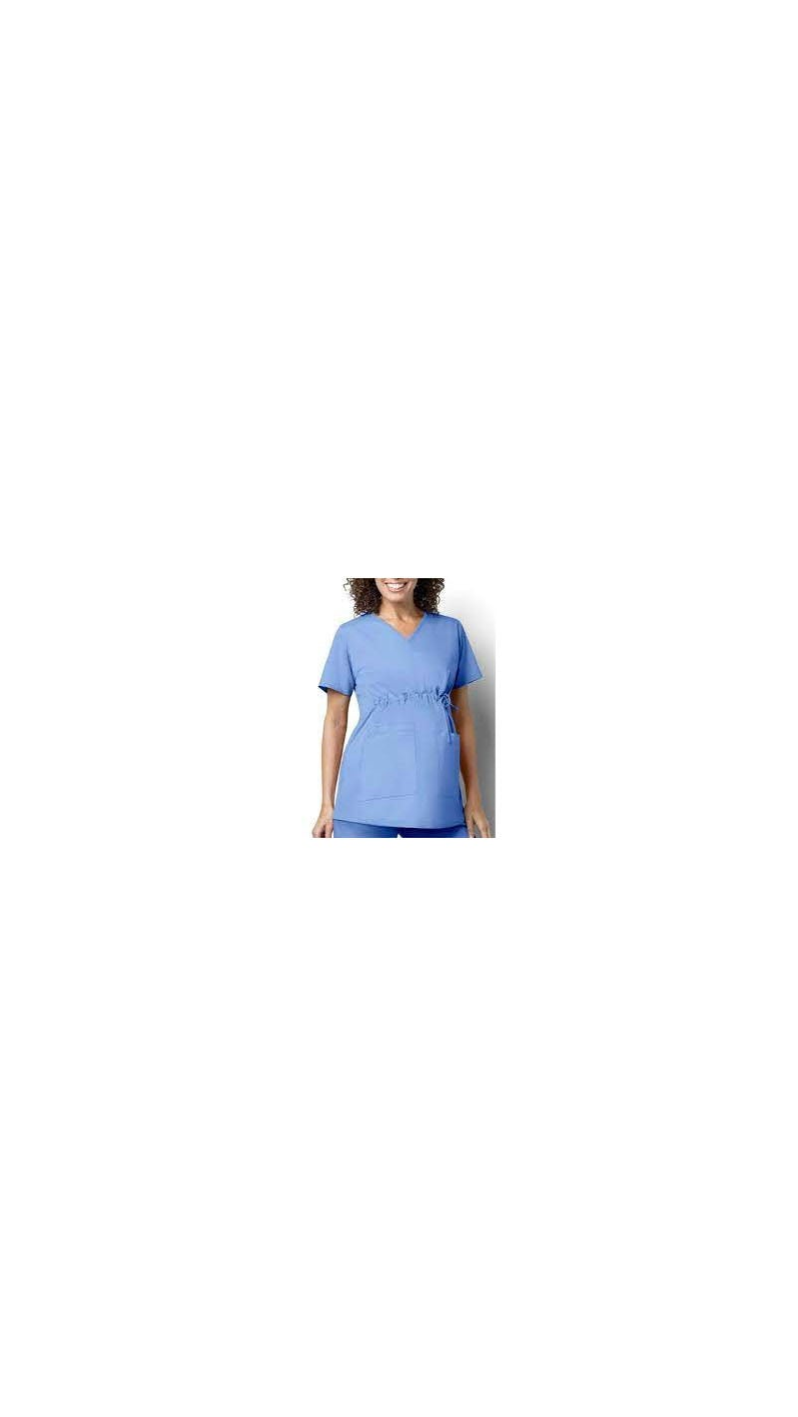 Person wearing a blue t-shirt on a white background