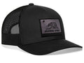 Black trucker cap with California Republic patch on a white background