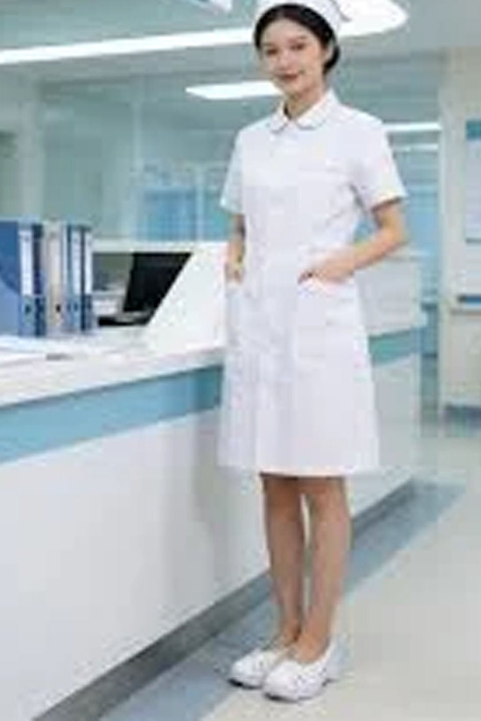 A Nurse Wearing a white pair of nurse shoes