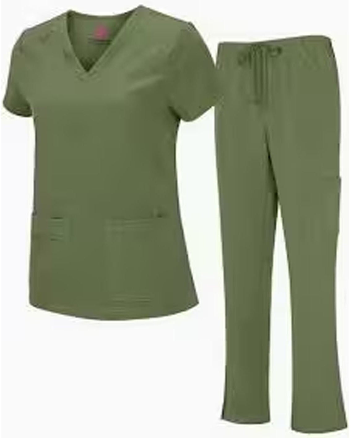 A Female olive green scrub set 