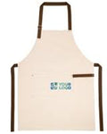 Beige apron with brown straps on a white background