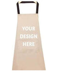 Beige apron with 'Your Design Here' text on a white background