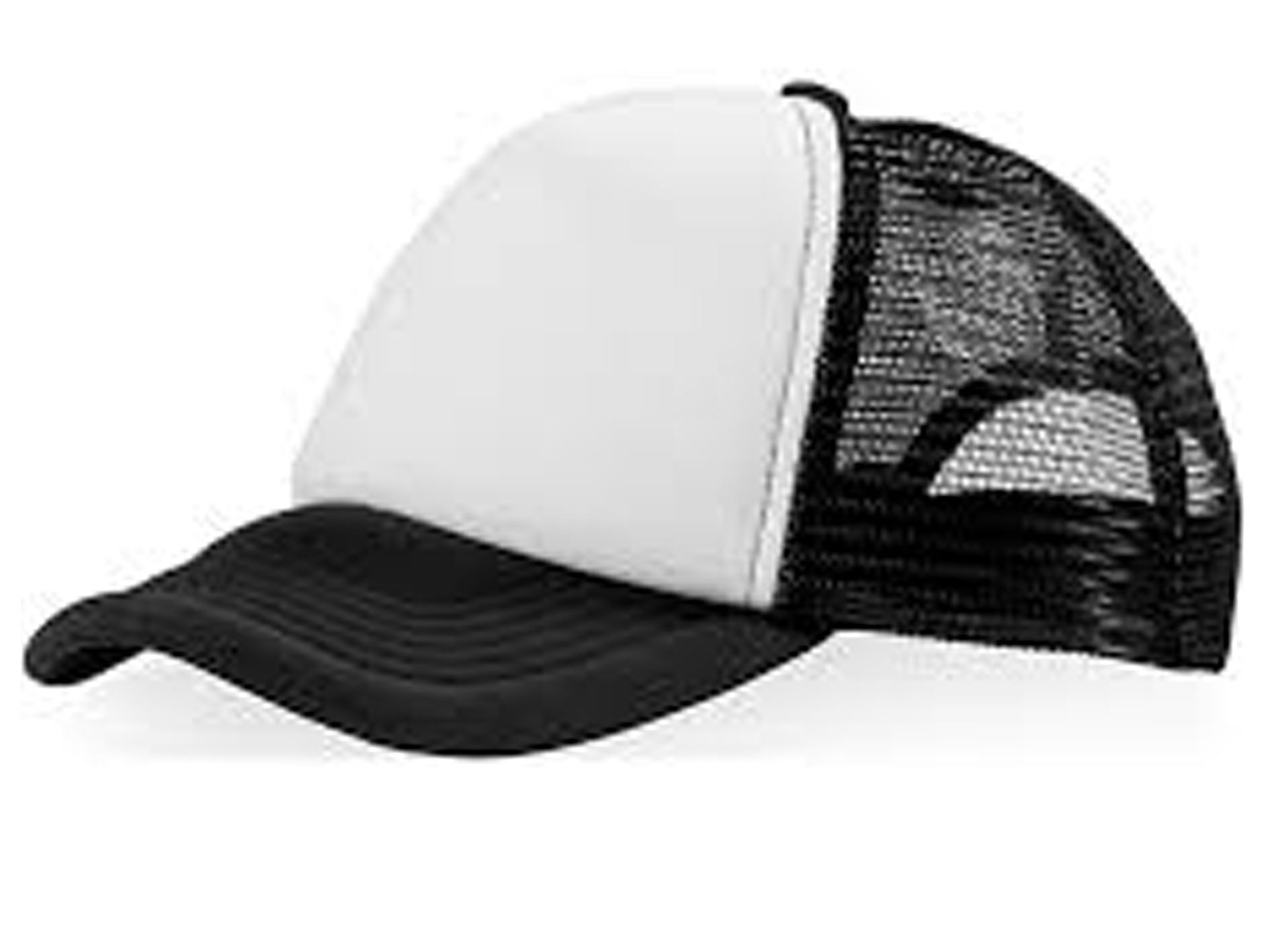 Black and white trucker cap on a white background