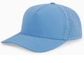 Blue baseball cap with mesh design on a white background