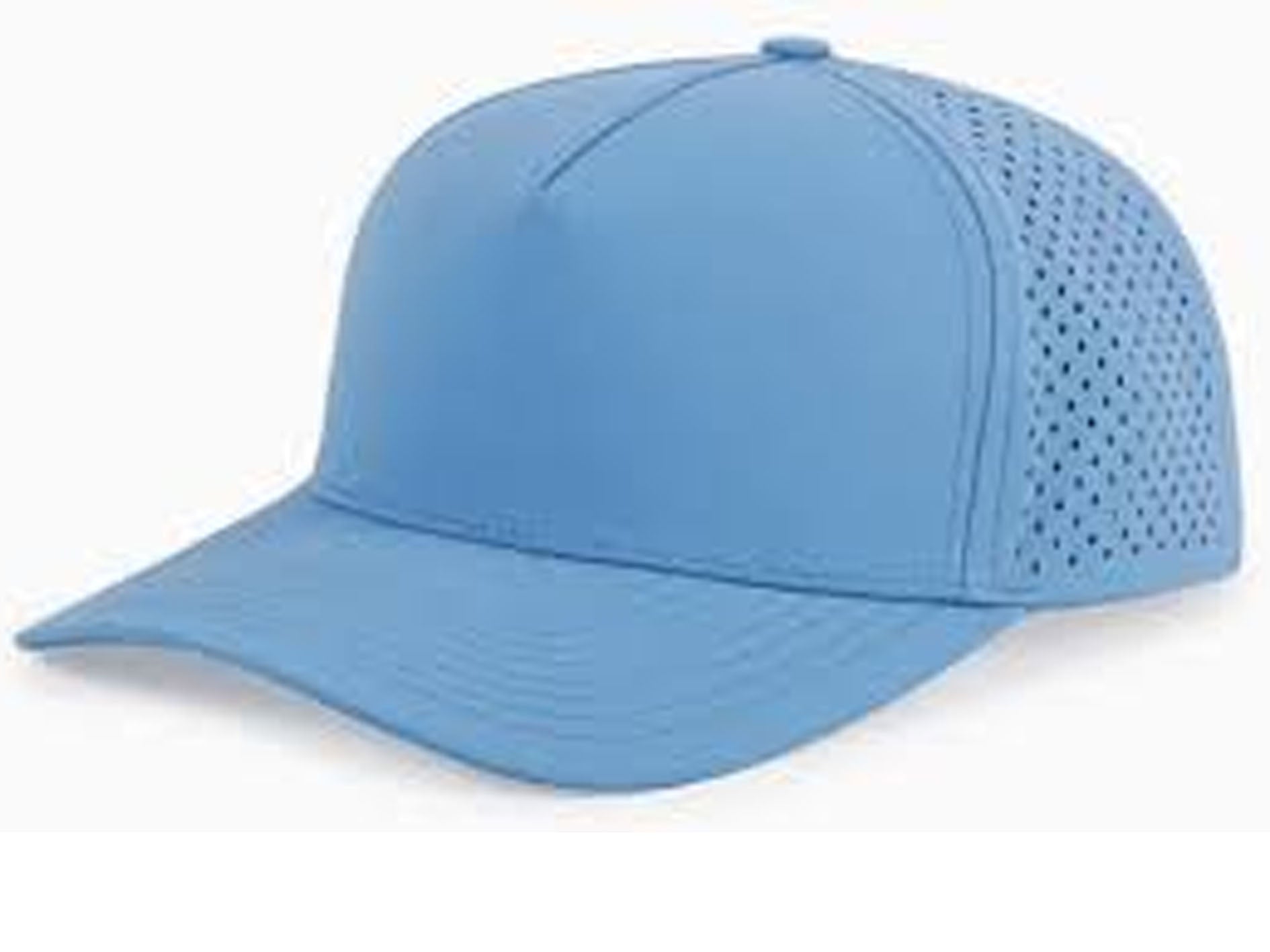 Blue baseball cap with mesh design on a white background