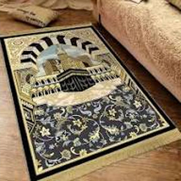 Decorative rug with musical design on a wooden floor