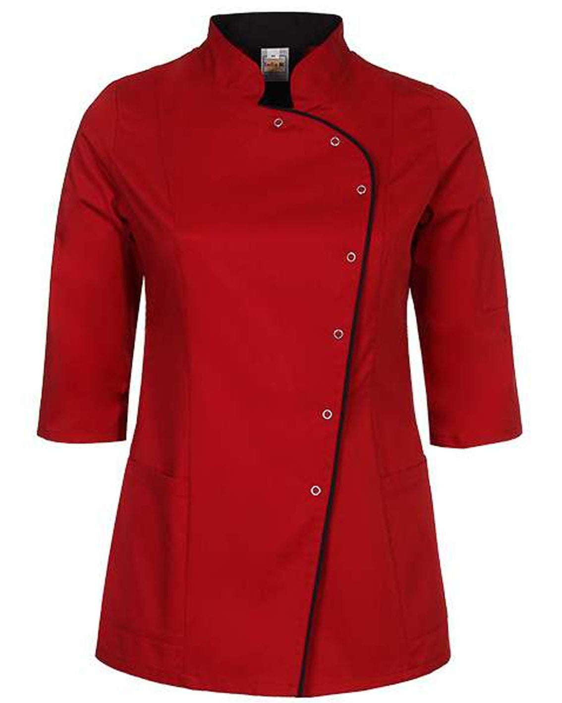 Red Ladies Chef Jacket on White Background
