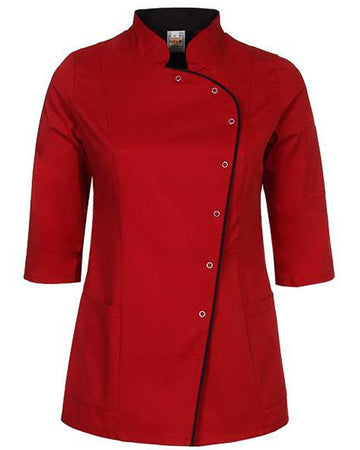 Red Ladies Chef Jacket on White Background