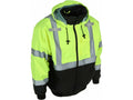 Yellow and Black Hooded Reflective Bomber Jacket