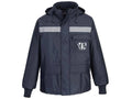 Navy Blue Hoodie Reflective Bomber Jacket