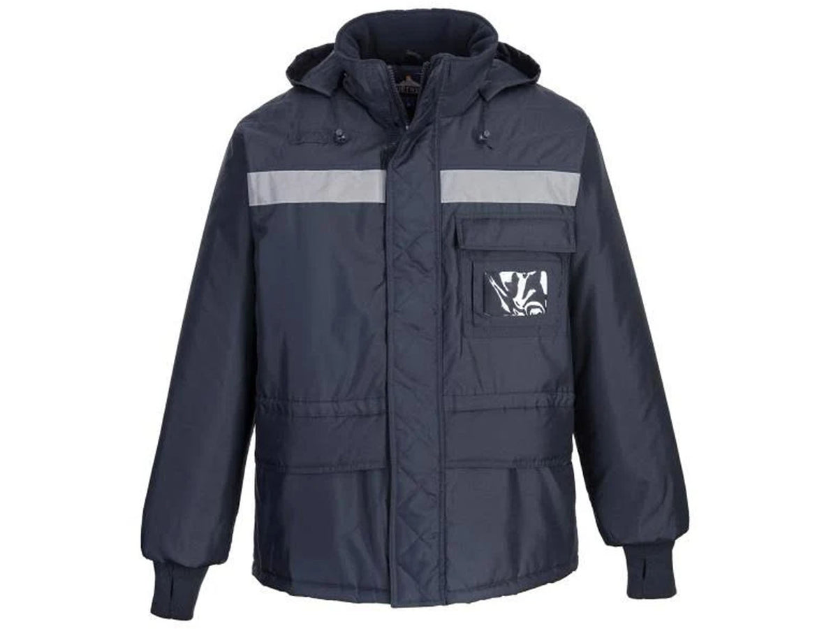 Navy Blue Hoodie Reflective Bomber Jacket