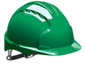 Green hard hat on a white background