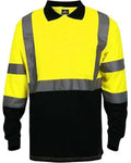 Yellow and black long-sleeve shirt with reflective stripes on a white background