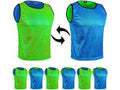 Green and blue reversible sports vest with additional vests displayed below on a white background.