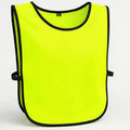 Yellow safety vest with black trim on a white background