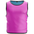 Purple sleeveless shirt with black trim on a white background