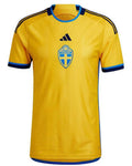 Yellow Sweden Jersey with black and blue lining and cuffs