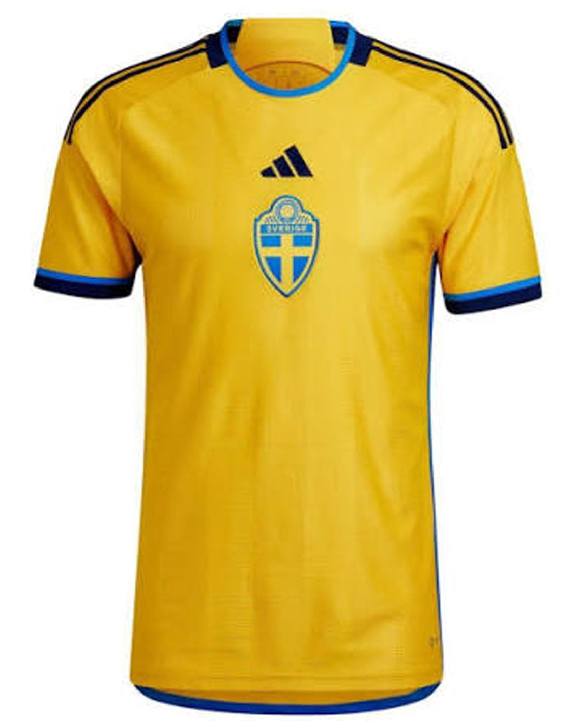 Yellow Sweden Jersey with black and blue lining and cuffs