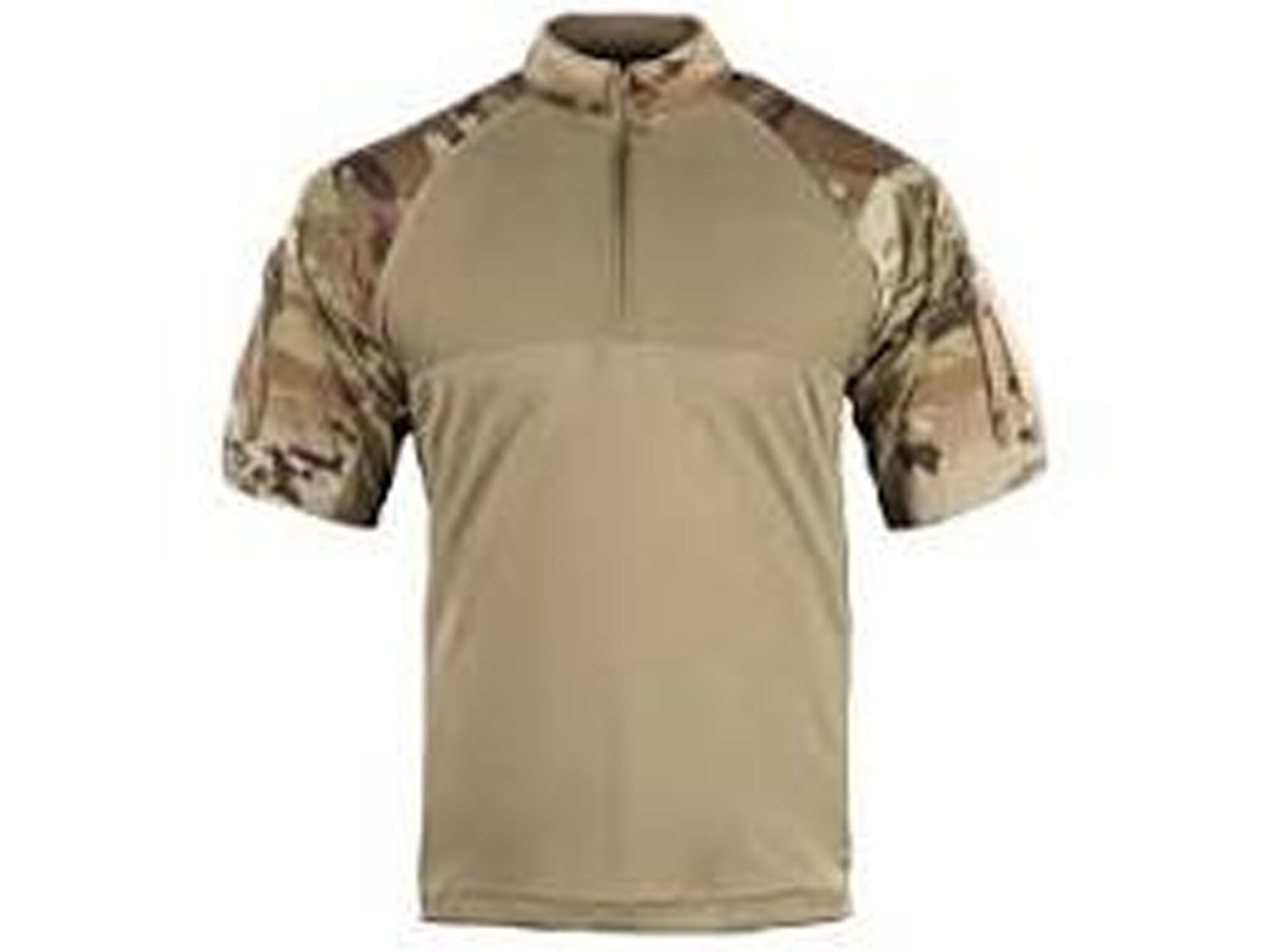 Tactical shirt with camouflage sleeves on a white background