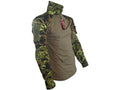 Camouflage jacket with a visible brand logo on a white background