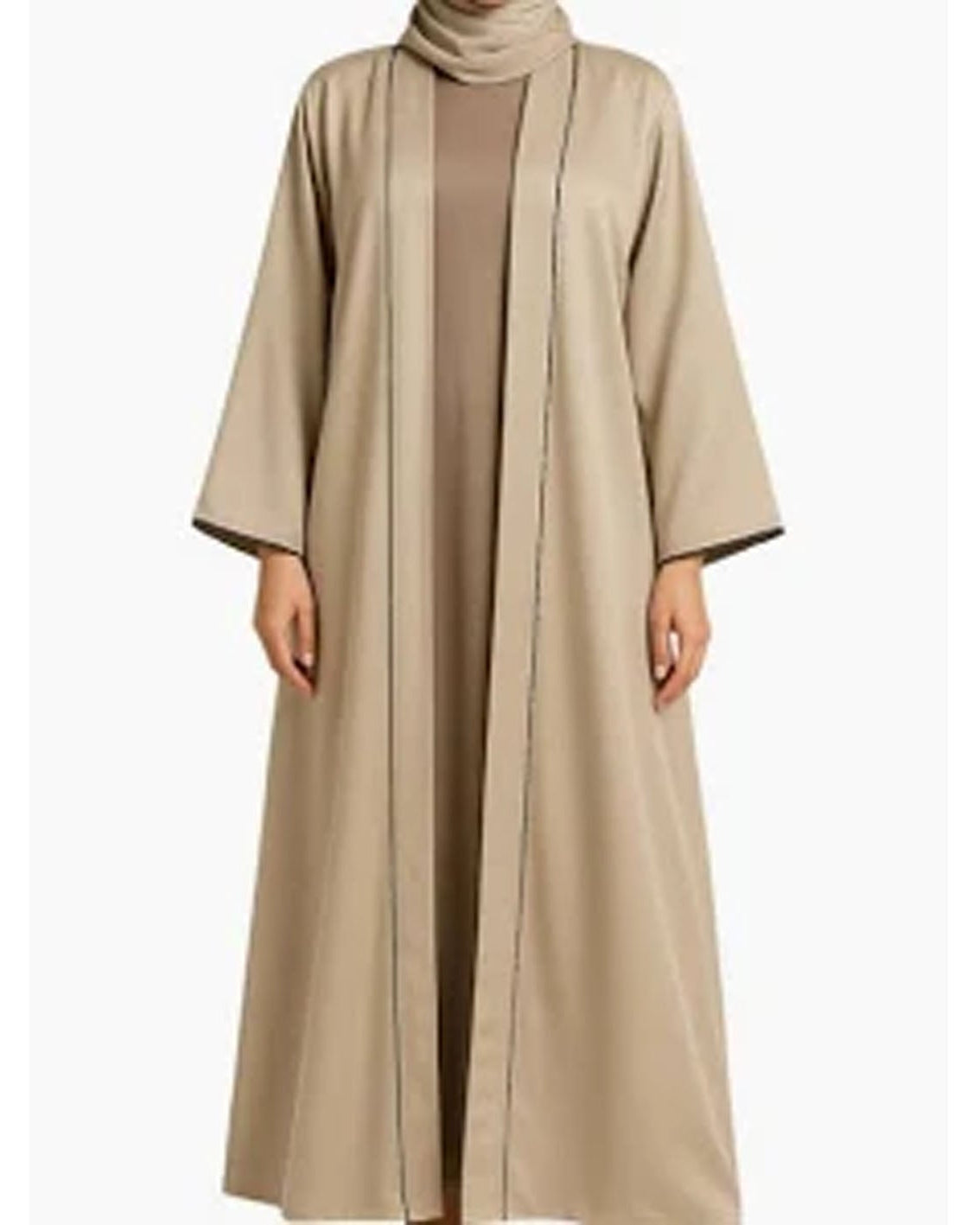 Beige abaya on a white background