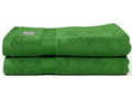 2 Torqouise green towels neatly folded