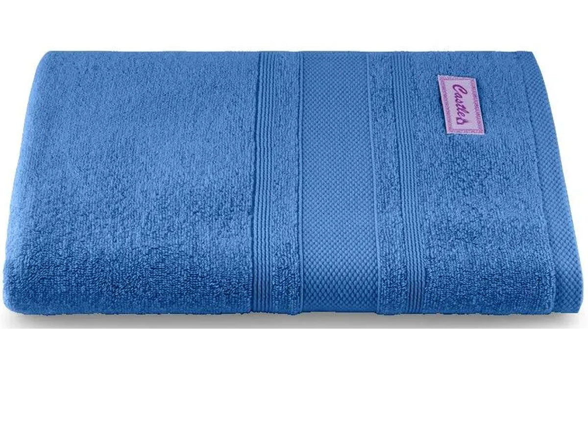 A Neatly folded blue torqouise bath towel