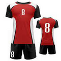 Red and black sports jersey with number 8 on a white background
