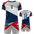 Sports jersey and shorts set with number 8 on a white background