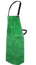 Green apron with a pocket on a white background