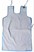 Blue apron hanging on a white background