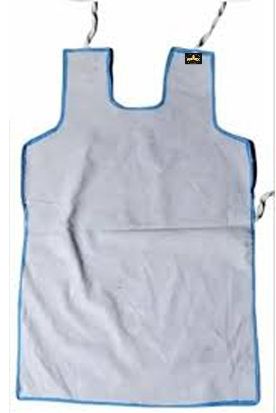 Blue apron hanging on a white background