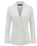 White suit jacket and pants on a white background