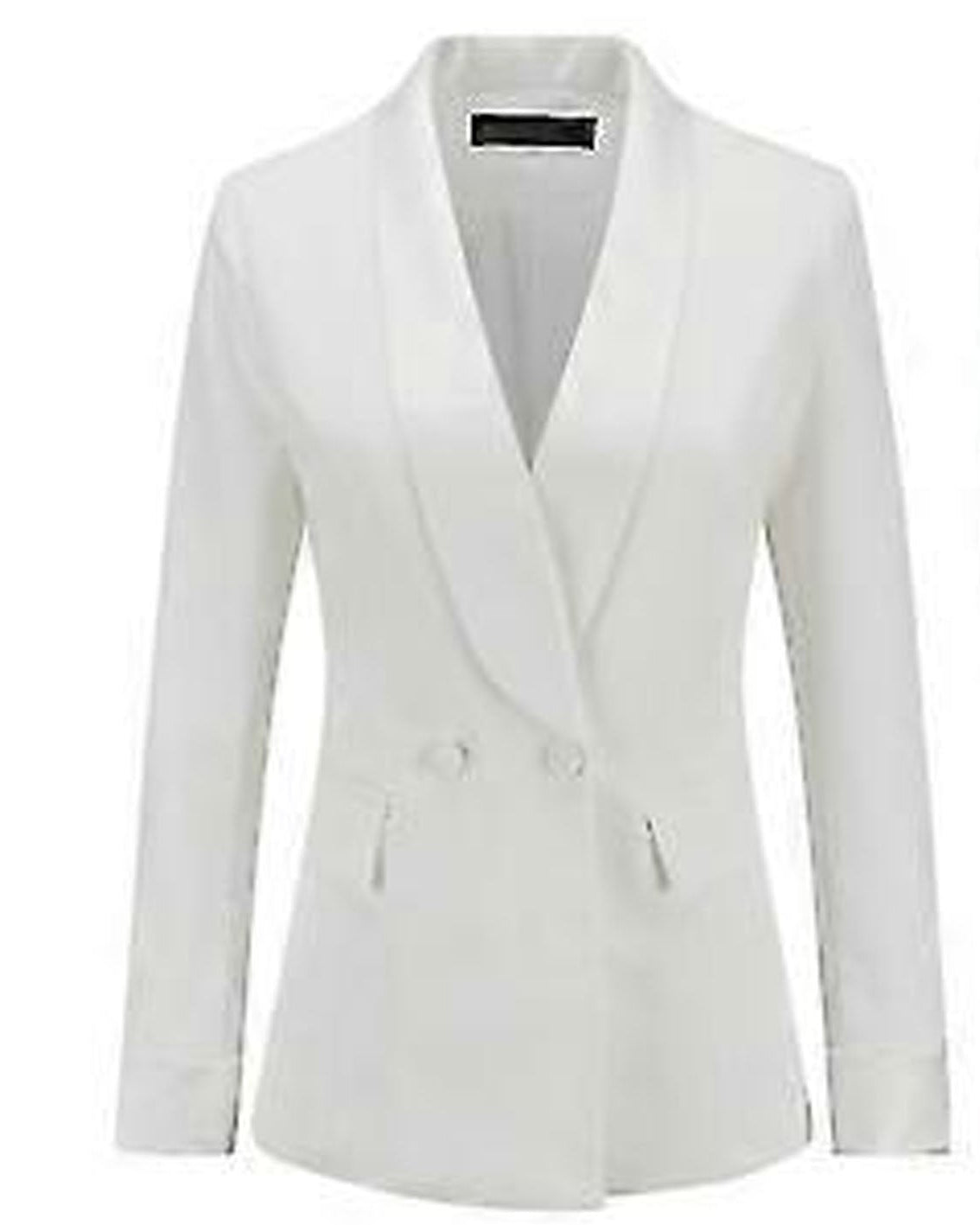 White suit jacket and pants on a white background