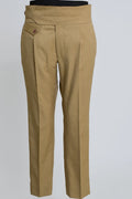 Beige pants on a light gray background