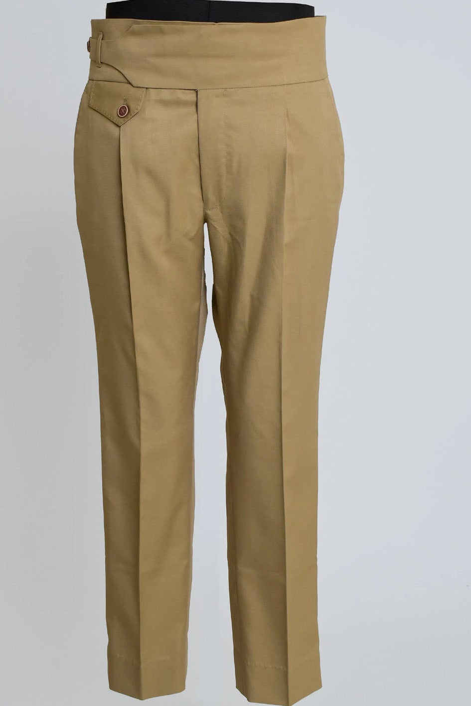 Beige pants on a light gray background