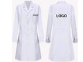 Front and back view of a white female labcoat