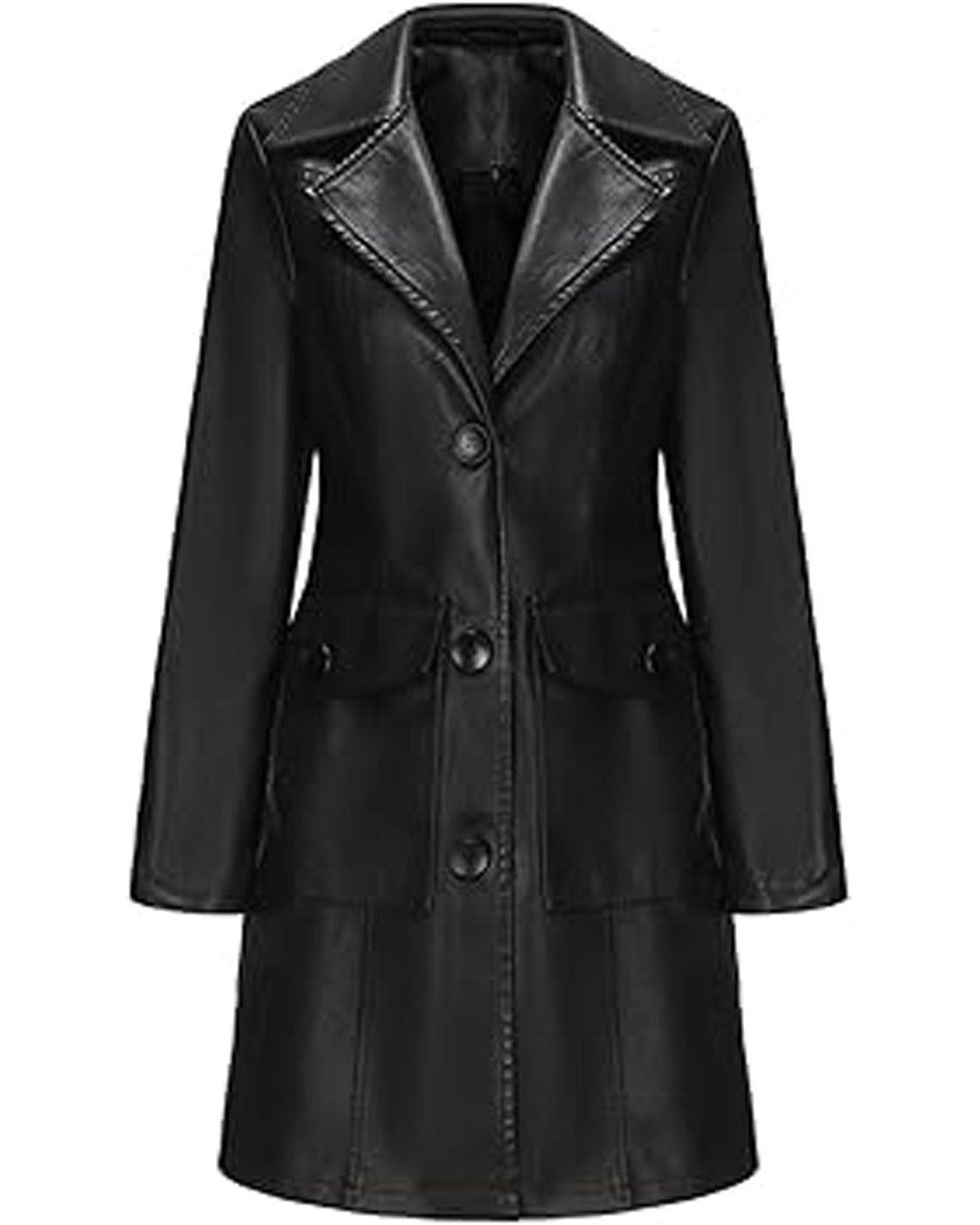 Black leather coat on a white background