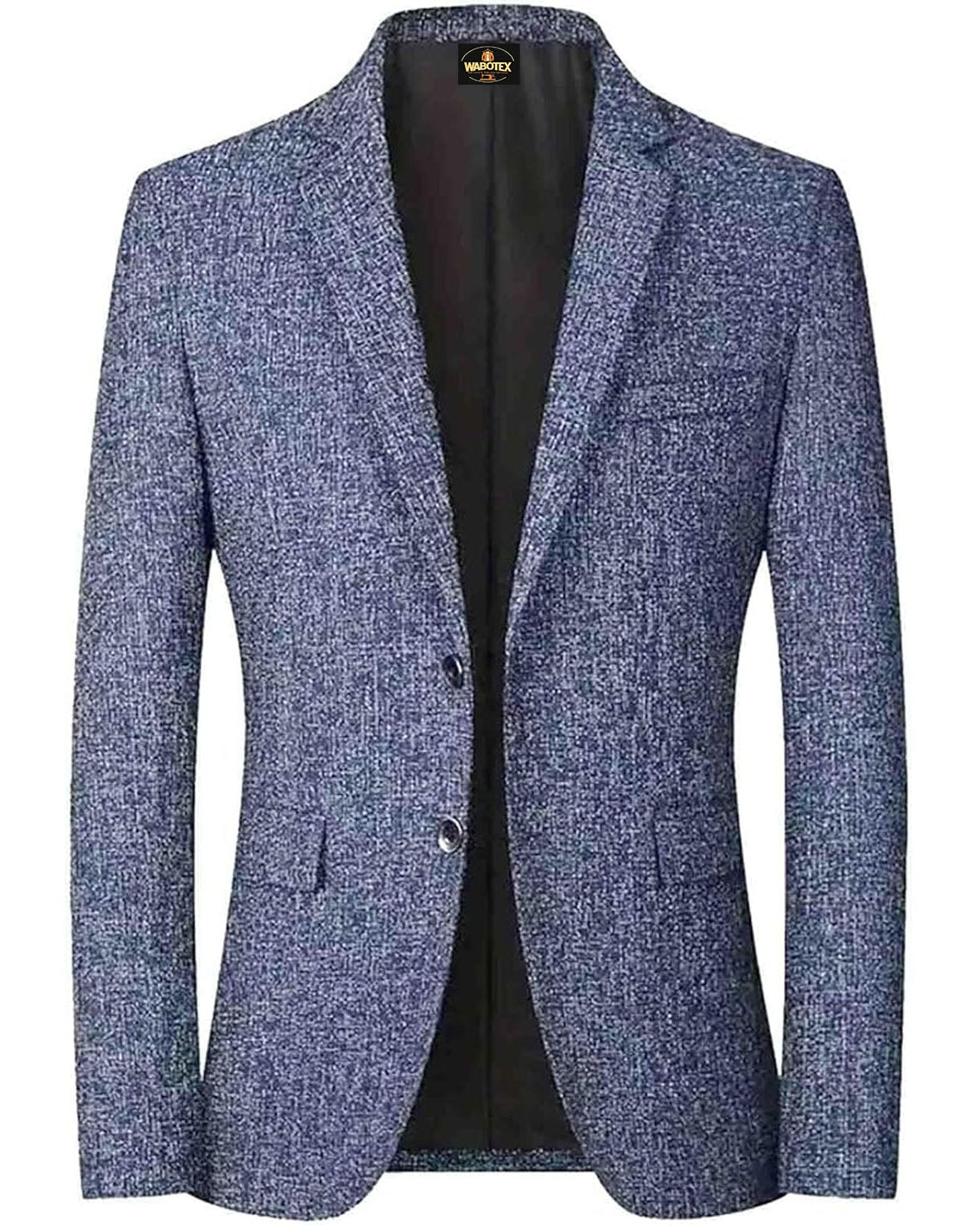 Blue textured blazer on a white background