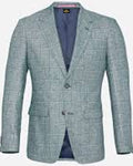 Light blue checkered blazer on a white background