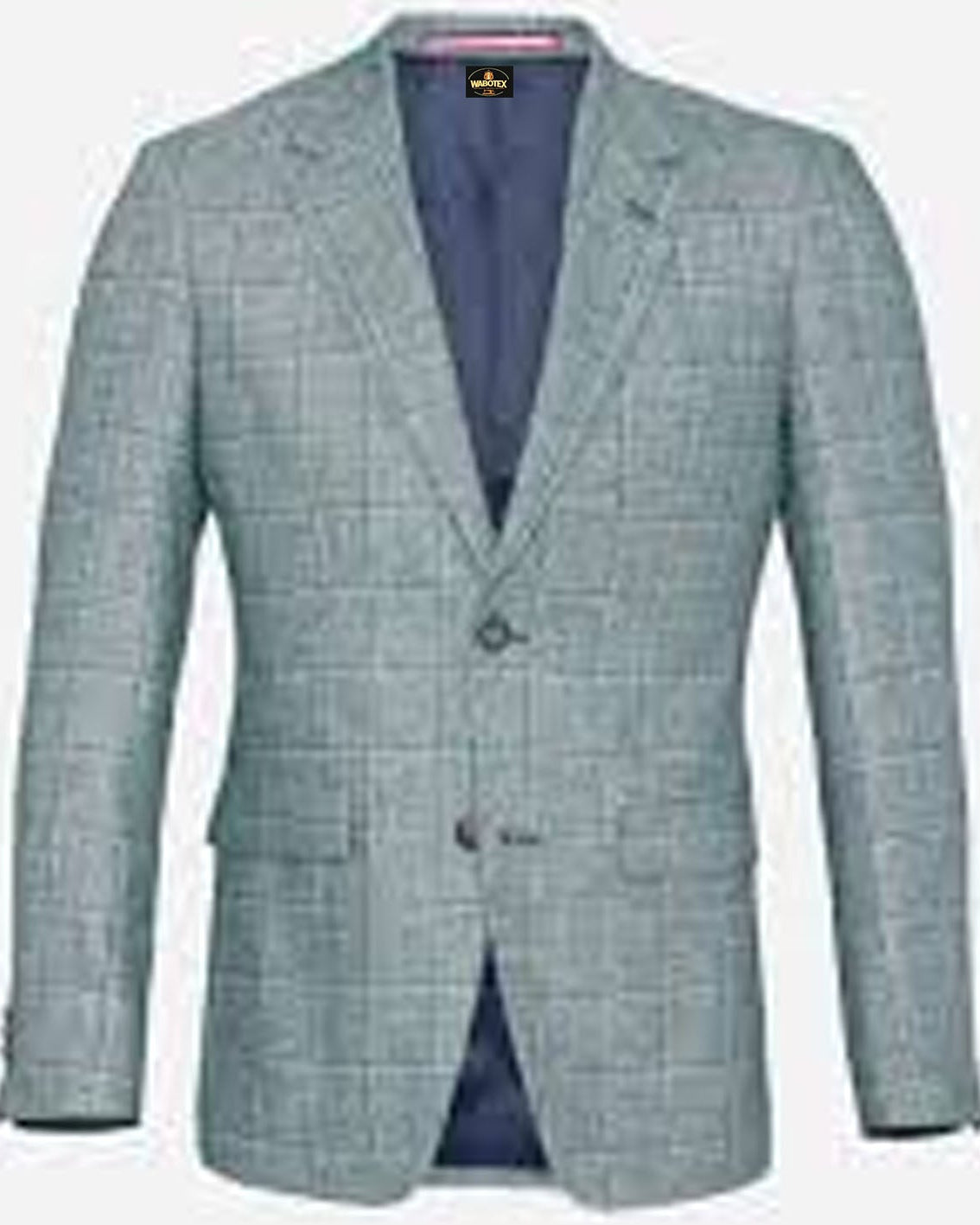 Light blue checkered blazer on a white background