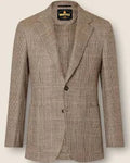 Plaid blazer with a visible brand label on a light background