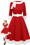 Red dress with white accents on a white background