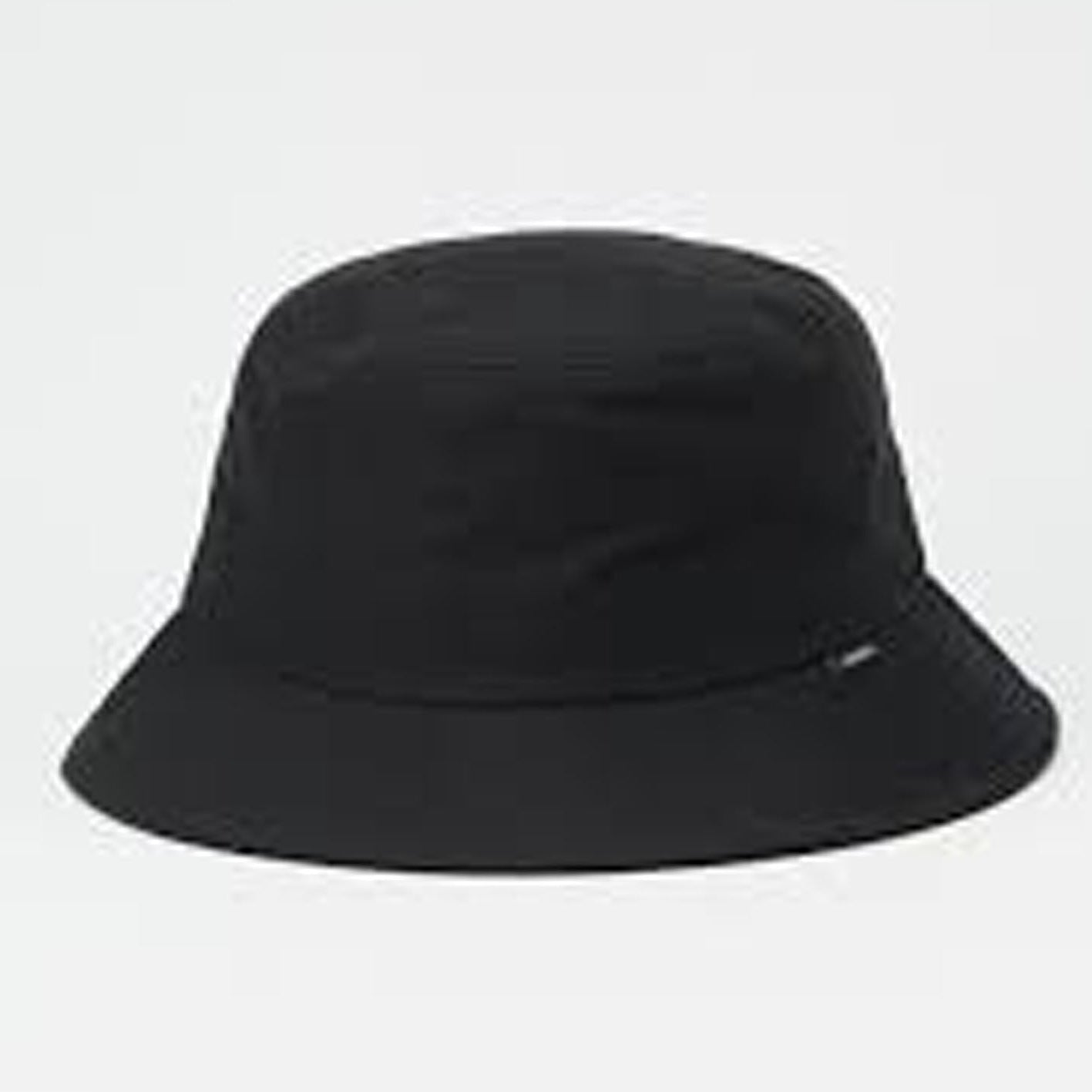 Black bucket hat on a light gray background
