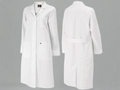 White lab coat shown from front and back on a white background
